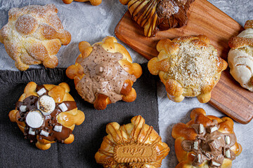 Bread of the Dead and hot chocolate, typical Mexican food to celebrate with the family