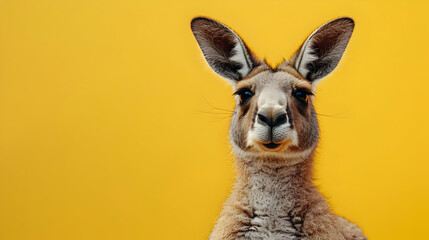 Obraz premium A Curious Kangaroo Peeking Out with Copy Space
