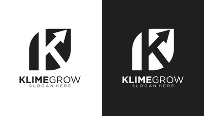 Modern growth logo design . Abstract arrow shapes logo design in initial letter K graphic vector illustration. Symbol, icon, creative template element
