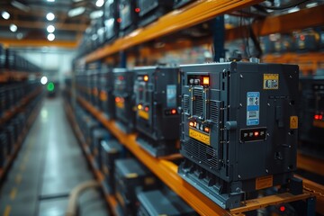 High quality electric transformers for accumulation and distribution of power behind glass enclosure