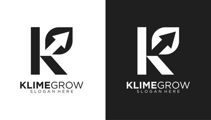 Modern growth logo design . Abstract arrow shapes logo design in initial letter K graphic vector illustration. Symbol, icon, creative template element