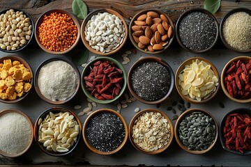 Assortment of Healthy Seeds and Grains
