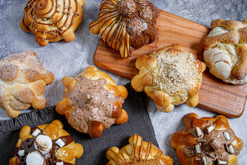 Bread of the Dead and hot chocolate, typical Mexican food to celebrate with the family