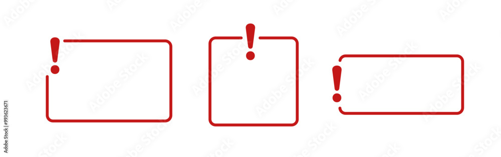 Aufkleber red outline exclamation frame without text. minimalistic warning border with exclamation mark.