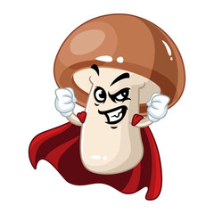 Superhero Mushroom Character Illustration.