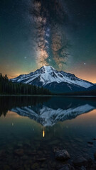 Majestic Mountain Peak Under a Starry Sky