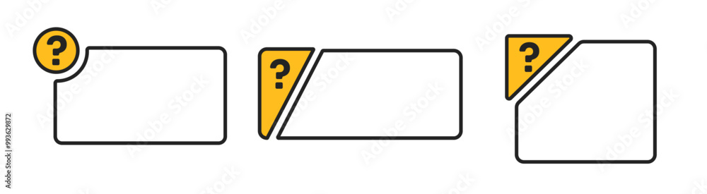 Poster warning question empty message with yellow edge. border with question mark without text.