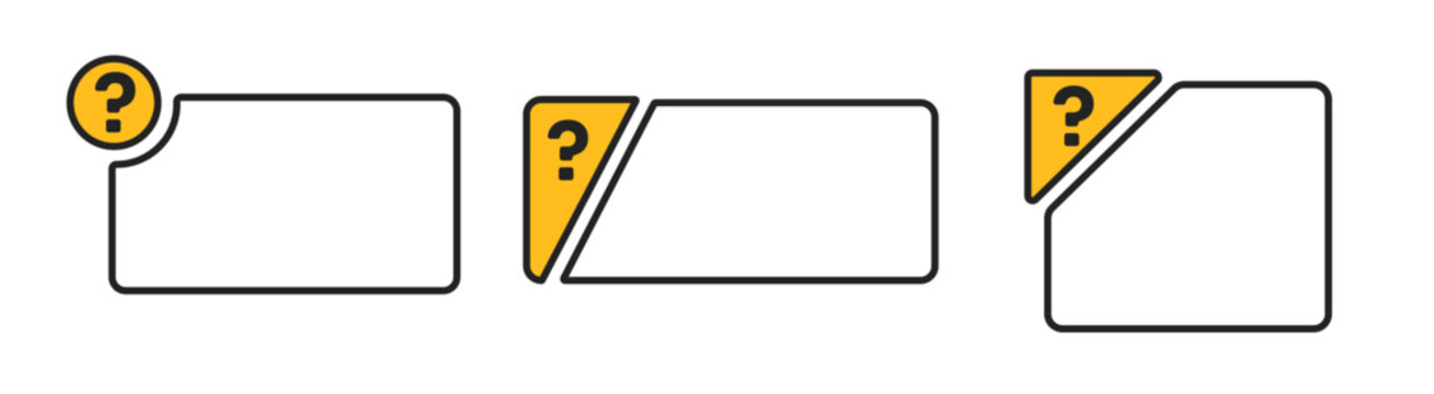 Warning question empty message with yellow edge. Border with question mark without text.