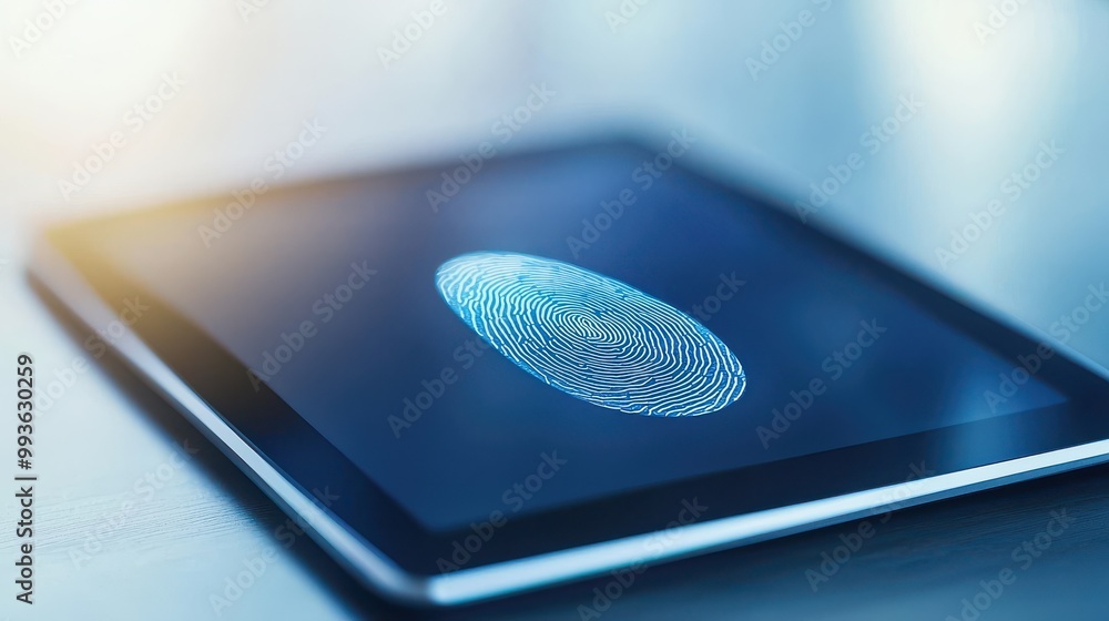 Poster sleek fingerprint scanning device close-up