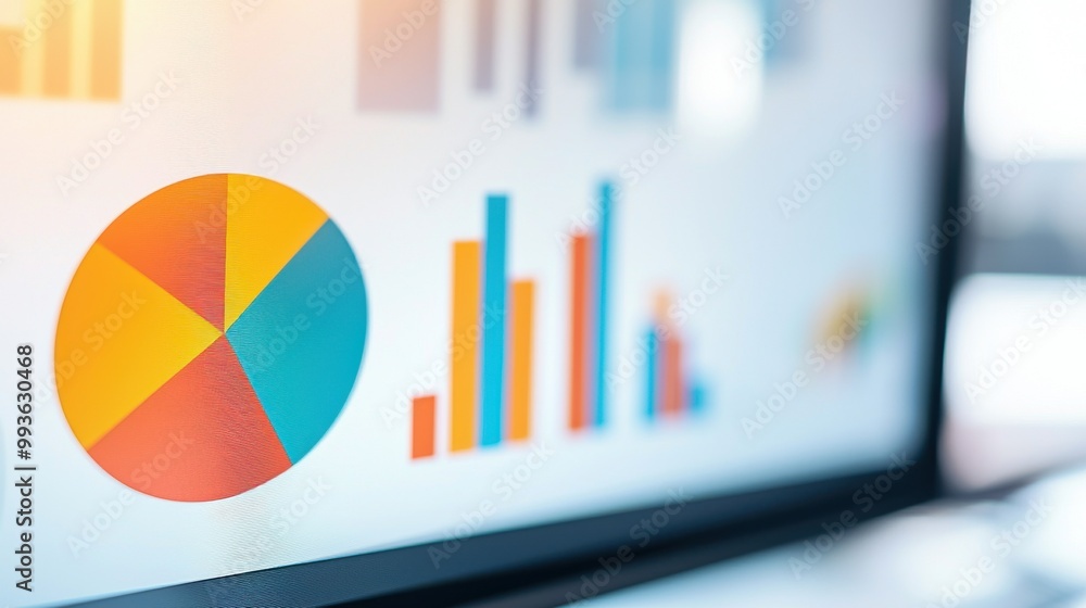 Poster colorful charts and graphs displaying data analysis