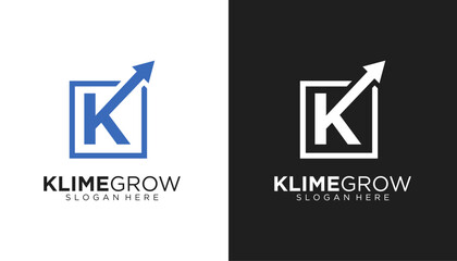 Modern growth logo design . Abstract arrow shapes logo design in initial letter K graphic vector illustration. Symbol, icon, creative template element