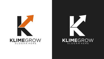 Modern growth logo design . Abstract arrow shapes logo design in initial letter K graphic vector illustration. Symbol, icon, creative template element