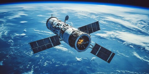 Obraz premium Isolated spaceship launch over a white, blue, and black sea, captured by a camera with advanced technology