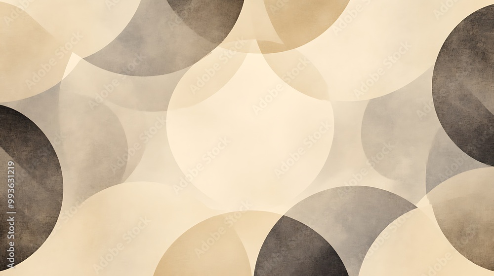 Wall mural abstract background with overlapping circles in beige and brown tones.