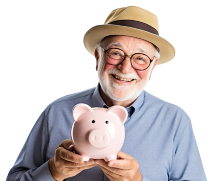PNG Man holding his piggy bank adult retirement investment. - Powered by Adobe