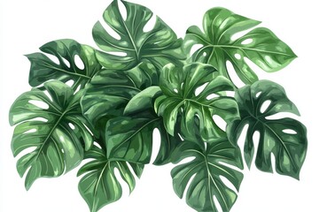 Vibrant plant illustration featuring lush greenery, intricate leaf details, suitable for decorative and educational purposes.