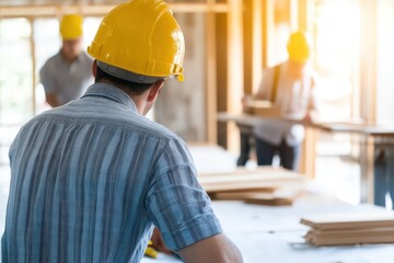 Supervisor Overseeing a Skilled Team Engaged in Quality Construction Practices and Coordination