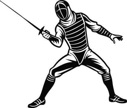 recommend clip art: Vector fencing sports silhouette white background.