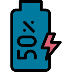 Vector Icon Half Battery, Ui, Battery Level, Battery Status, Half Battery, Electronics