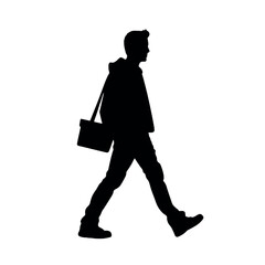 Casual man standing -silhouette vector illustration transparent background