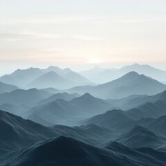 Obraz premium Monochrome mountain silhouette horizon with gradient shades of gray