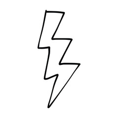 Lightning bolt hand drawn icon for thunderstorm electricity power energy flash strike illustration symbol