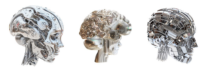 digital sci-fi electronic brain. Artificial intelligence neural system , futuristic technology concept set 	