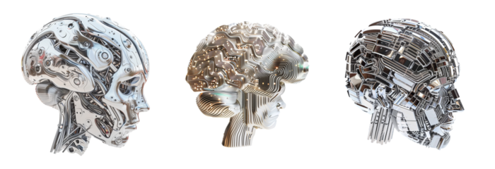 digital sci-fi electronic brain. Artificial intelligence neural system , futuristic technology concept set 	