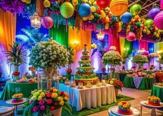 Obraz premium Vibrant Celebration of 25th Anniversary with Colorful Decorations and Festive Atmosphere