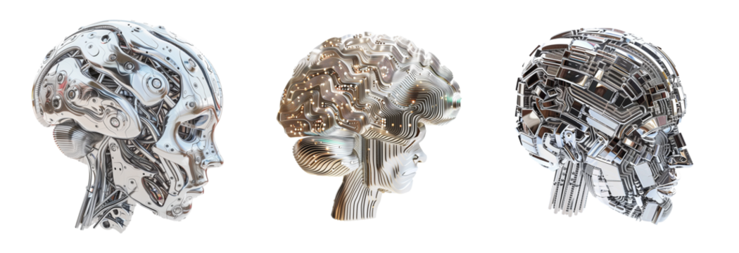 digital sci-fi electronic brain. Artificial intelligence neural system , futuristic technology concept set 	