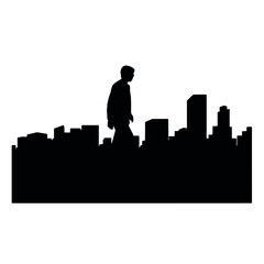 Casual man standing -silhouette vector illustration transparent background