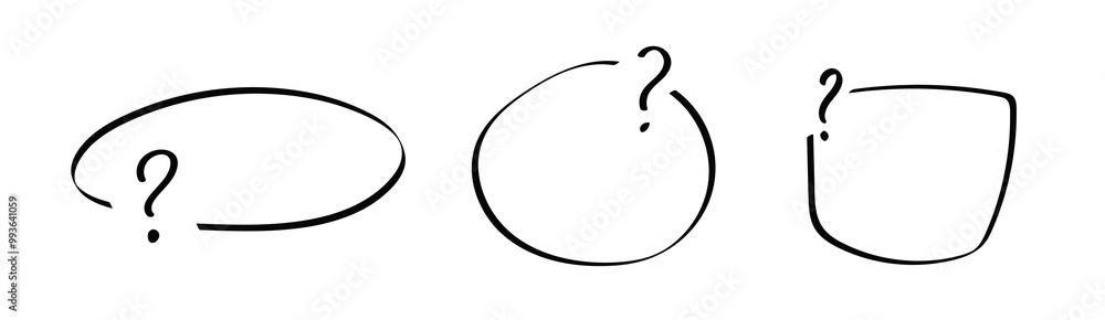Poster sketch of minimalistic black frame. warning message without text with question mark.