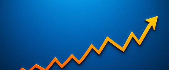 A stock market graph with upward and dynamic curves, indicating growth or business success in the financial industry on a dark blue background.	
