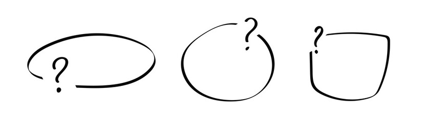 Sketch of minimalistic black frame. Warning message without text with question mark.