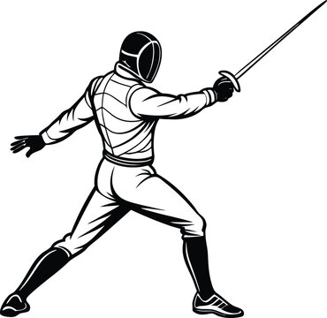 recommend clip art: Vector fencing sports silhouette white background.