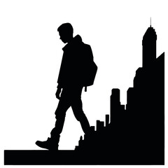 silhouette of a person with a backpack