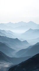 Monochrome mountain silhouette horizon with gradient shades of gray