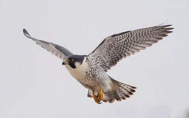 The Speed of Nature: Peregrine Falcon Soaring Against White