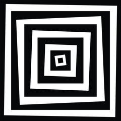 Abstract squares within squares. Square tunnel perspective. Optic art illustration. Black and white design. 3d vector patter for brochure, poster, presentation, flyer or banner.