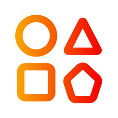 Shapes icon. shapes, circle, triangle, square, pentagon, geometric, diverse, geometry, geometrical, round. Vector icon illustration