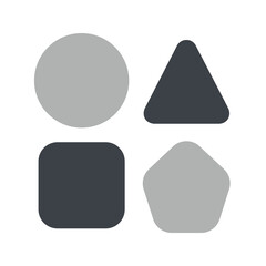 Shapes icon. shapes, circle, triangle, square, pentagon, geometric, diverse, geometry, geometrical, round. Vector icon illustration