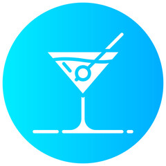 cocktail round glyph vector icon