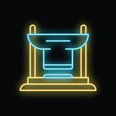 Glowing neon line traditional japanese torii gate icon isolated on black background. Shinto shrine. Vector illustration