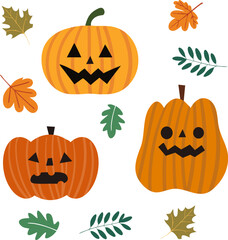 Orange  Autumn Harvest Pumpkin Carving Cute Illustrative