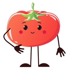 Red Tomato cute character. Tomato minimalist style isolated on a white background. illustration is Suitable for menu books, t shirts, stickers or web.
