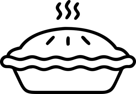 black pie with steam, baked and ready clip art preview