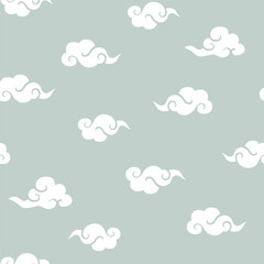 Japanese seamless pattern with  clouds in traditional Asian style. Seamless vector ornament. decorative clouds print design.