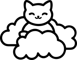 Fototapeta premium a cute cat in the clouds is extremely simple, icon outline