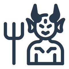 Fiery Horned Demon with Pitchfork