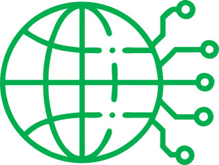 an icon for global relevance a globe with digital circuit lines, symbolizing international reach